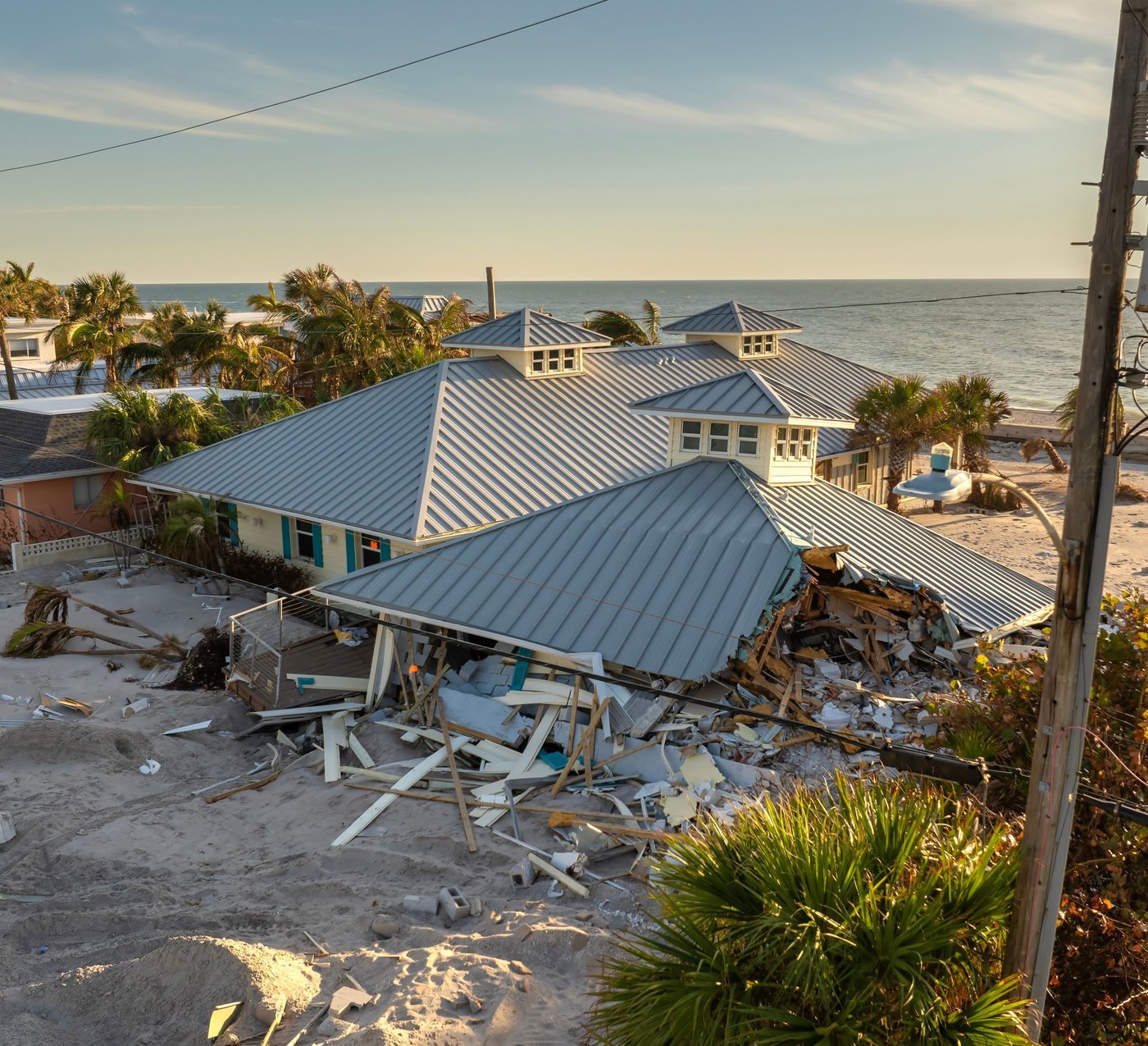 A family home badly damaged by a severe storm